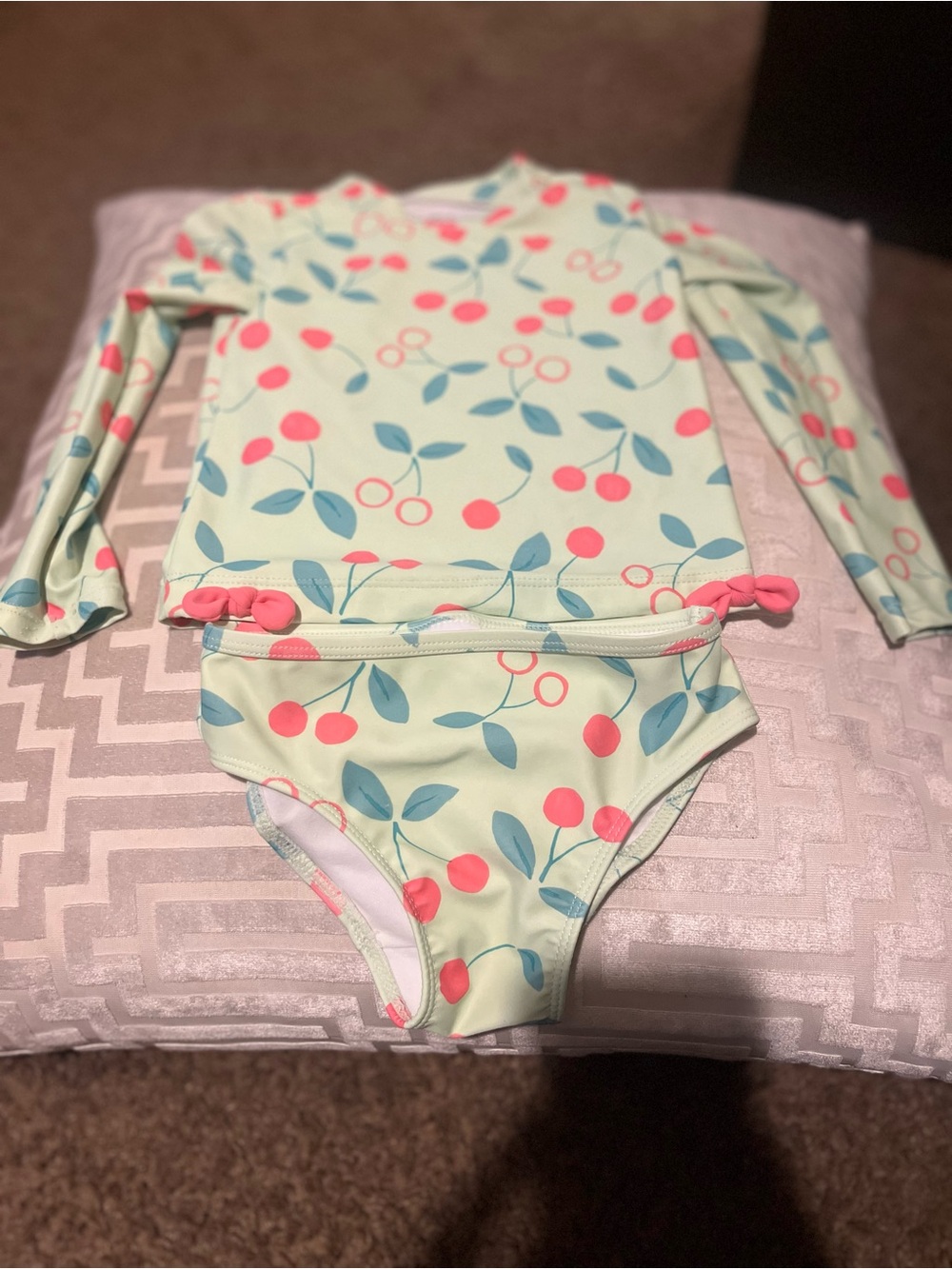 Carter's Girls Long Sleeve Cherry Print Rashguard Set - Mint, Coral, Teal